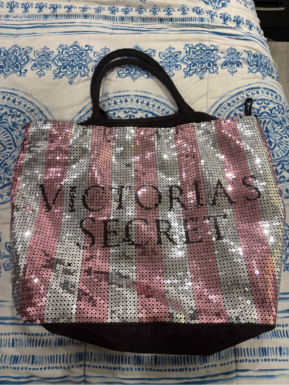 Victoria's Secret Pink and Silver Sequin Tote
